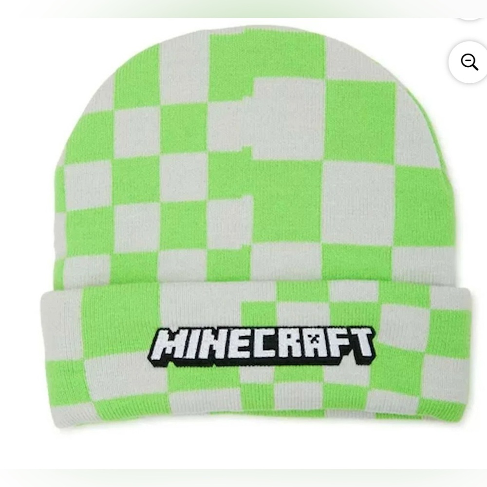 Minecraft Embroidered Check Beanie Green